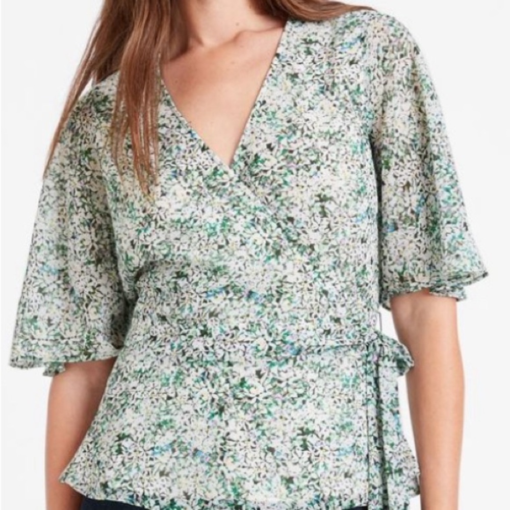 Banana Republic Floral Wrap Blouse Size Medium